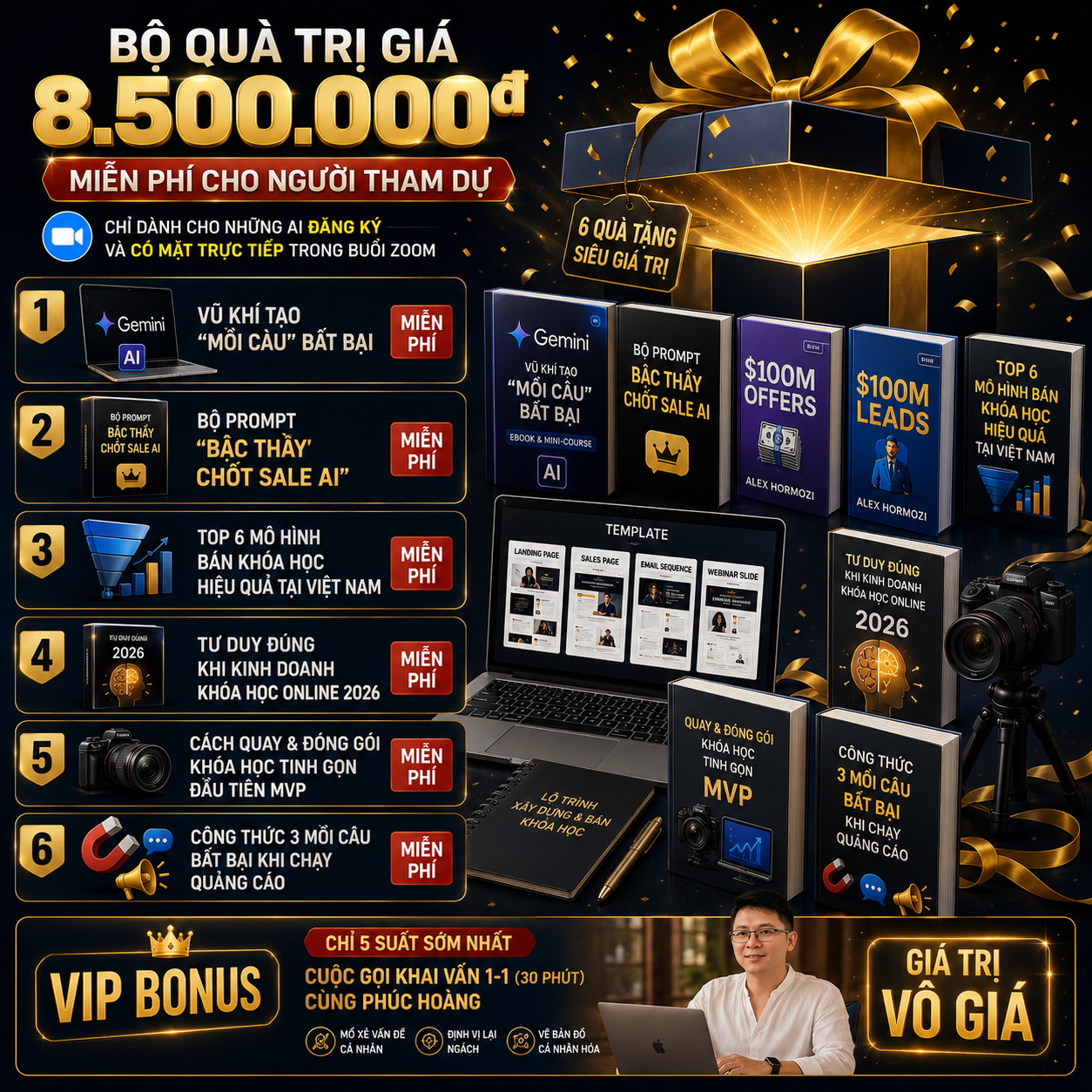 Bộ quà tặng trị giá 8.500.000đ miễn phí cho người tham dự buổi Zoom
